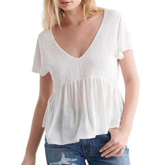 Lucky Brand Tops - NWT LUCKY BRAND White Smocked Top Small
